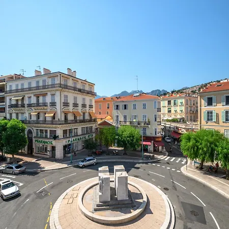Queen Garden Iii, élégant 2 Pièces Au Coeur Du Centre Ville, Vue Latérale Mer, Ac * Menton